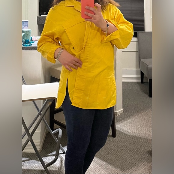 ESPRIT Oversize Button Shirt Chore Utility Top Pocket Polo Blouse Retro Designer - Picture 3 of 16